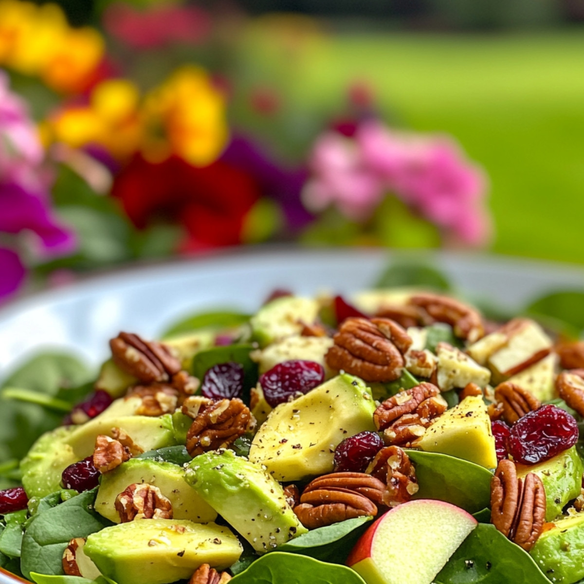 Apple Pecan Cranberry Avocado Spinach Salad