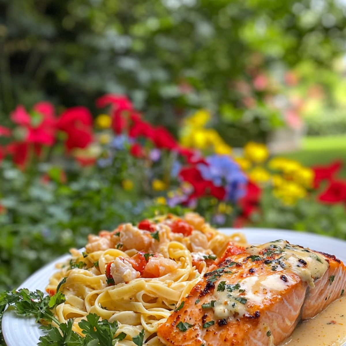 Cajun Lobster Crab Salmon Alfredo