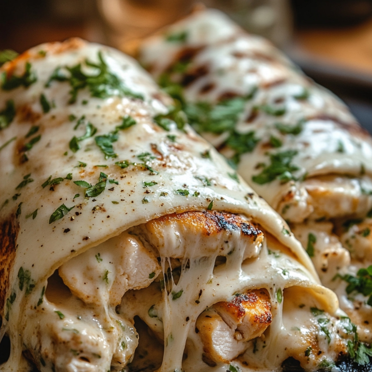 Cheesy Garlic Chicken Wraps