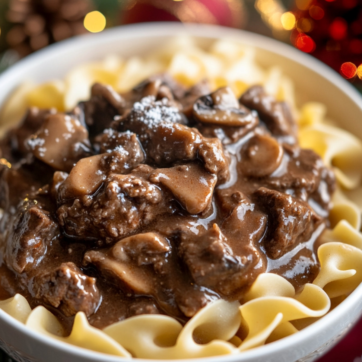 Crockpot Beef Tips & Noodles