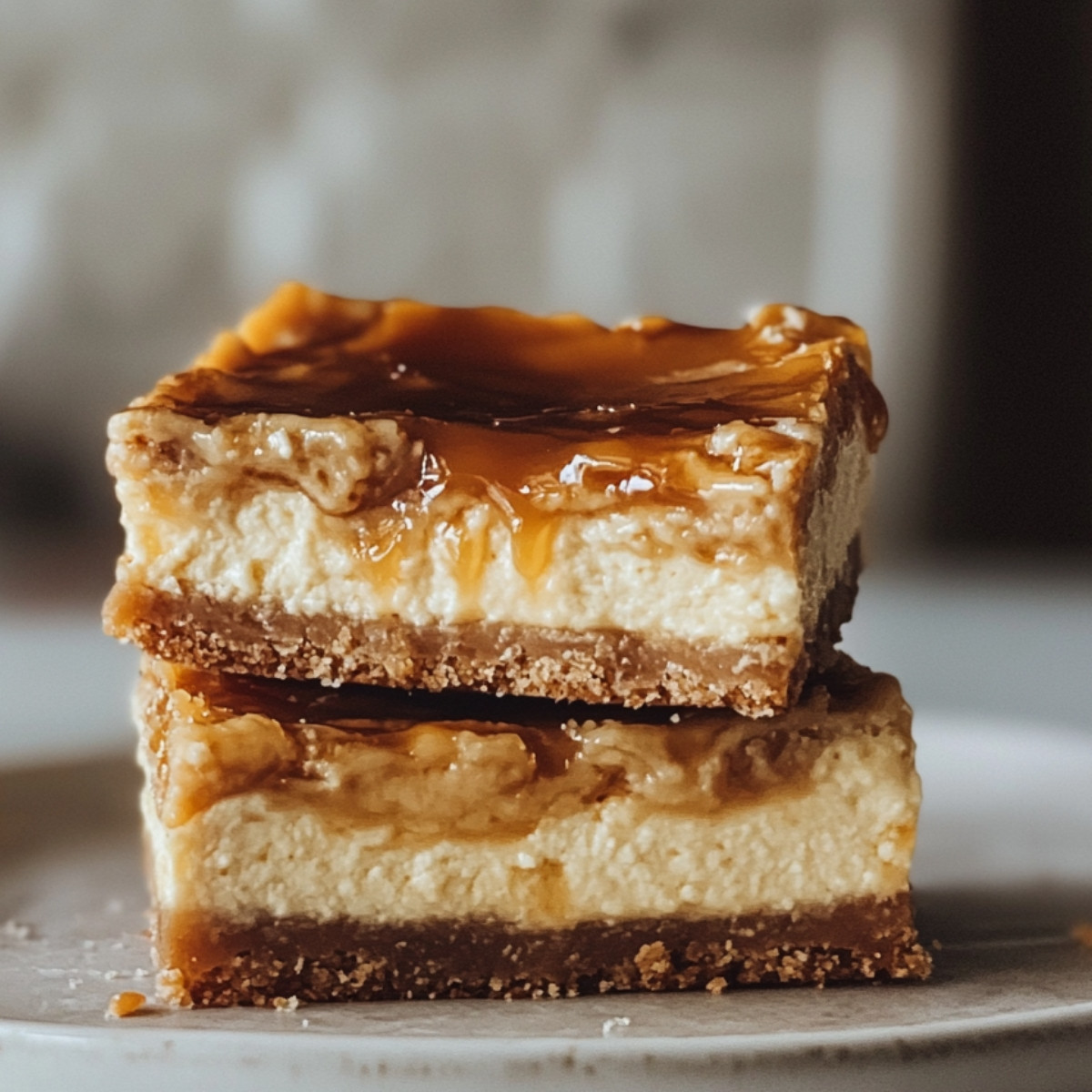 Recipe title: Decadent Caramel Cheesecake Bars