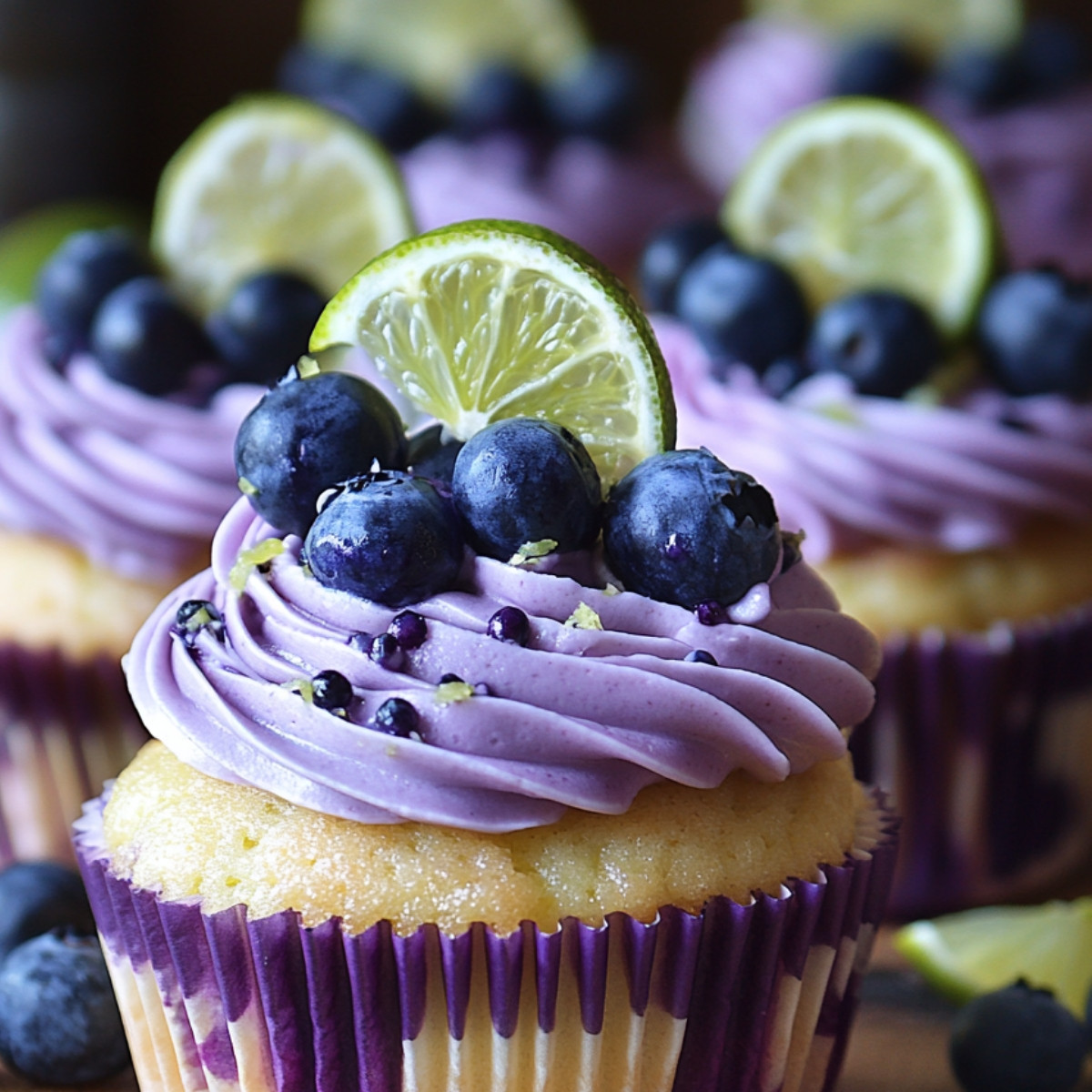 Dreamy Blueberry Lime Cheesecake Cupcakes