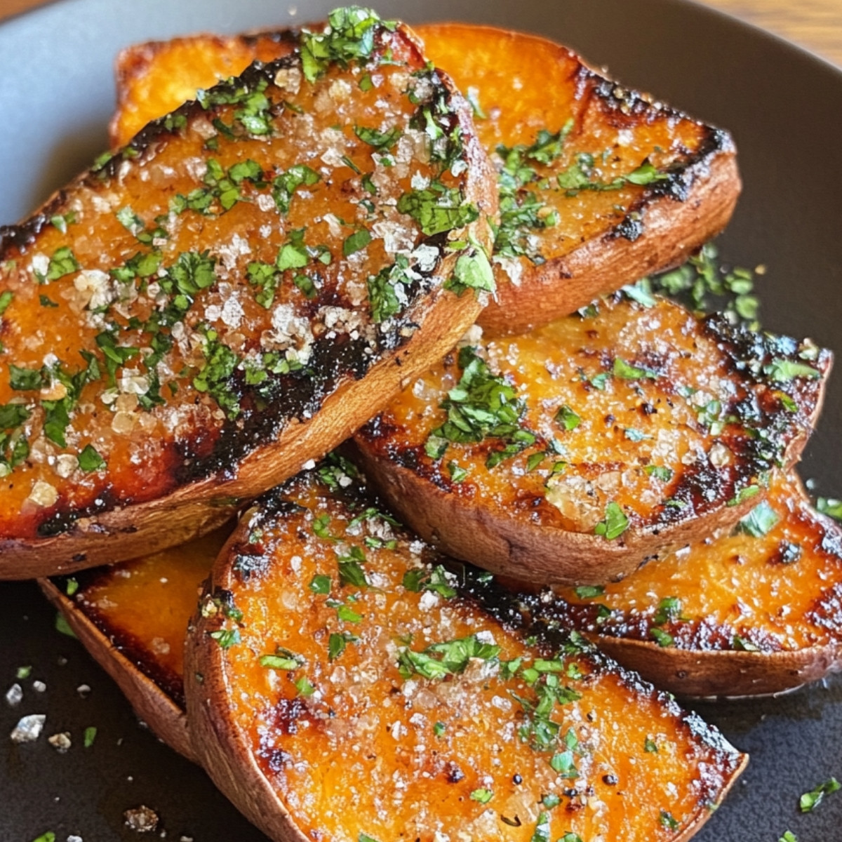 Garlic Butter Roasted Sweet Potatoes