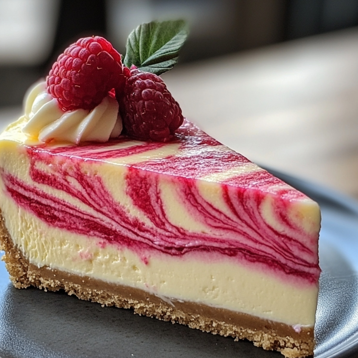 Lemon Raspberry Swirl Cheesecake