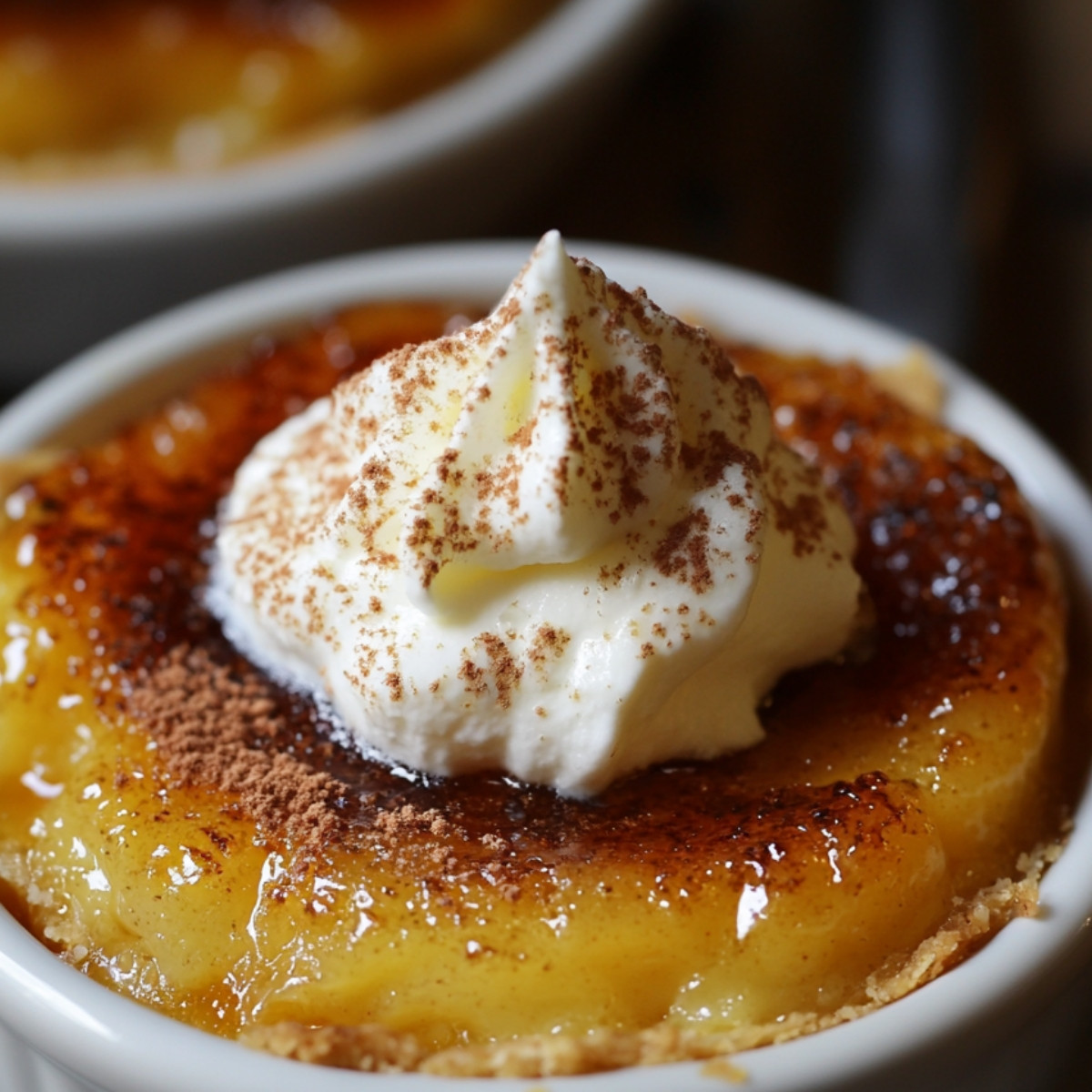 Pumpkin Pie Brûlée with Vanilla Whipped Cream