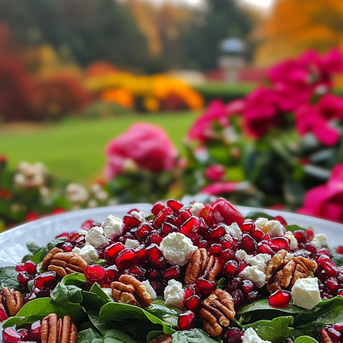 Spinach Salad with Pomegranate Cranberry Dressing