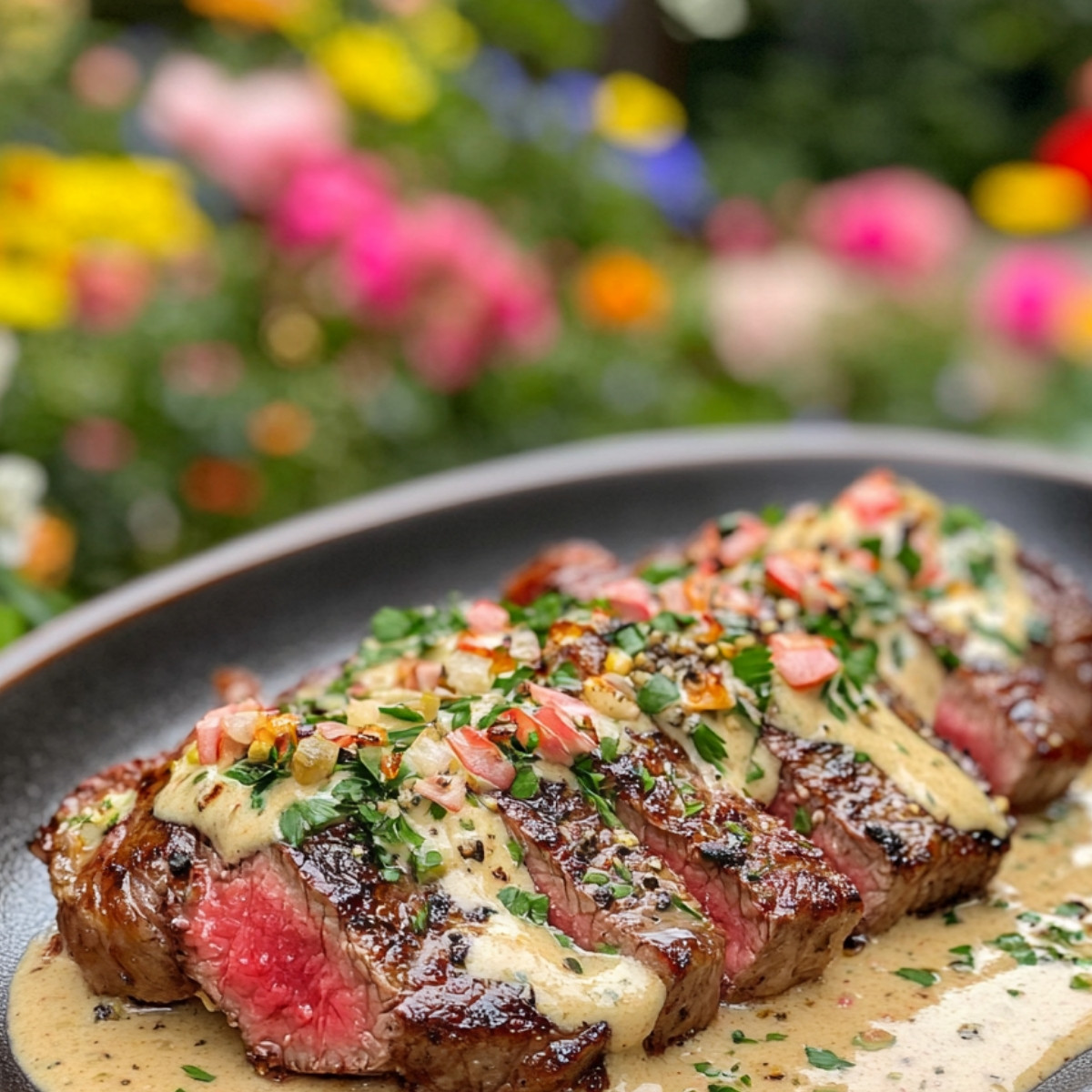 Steak with Garlic Cream Sauce