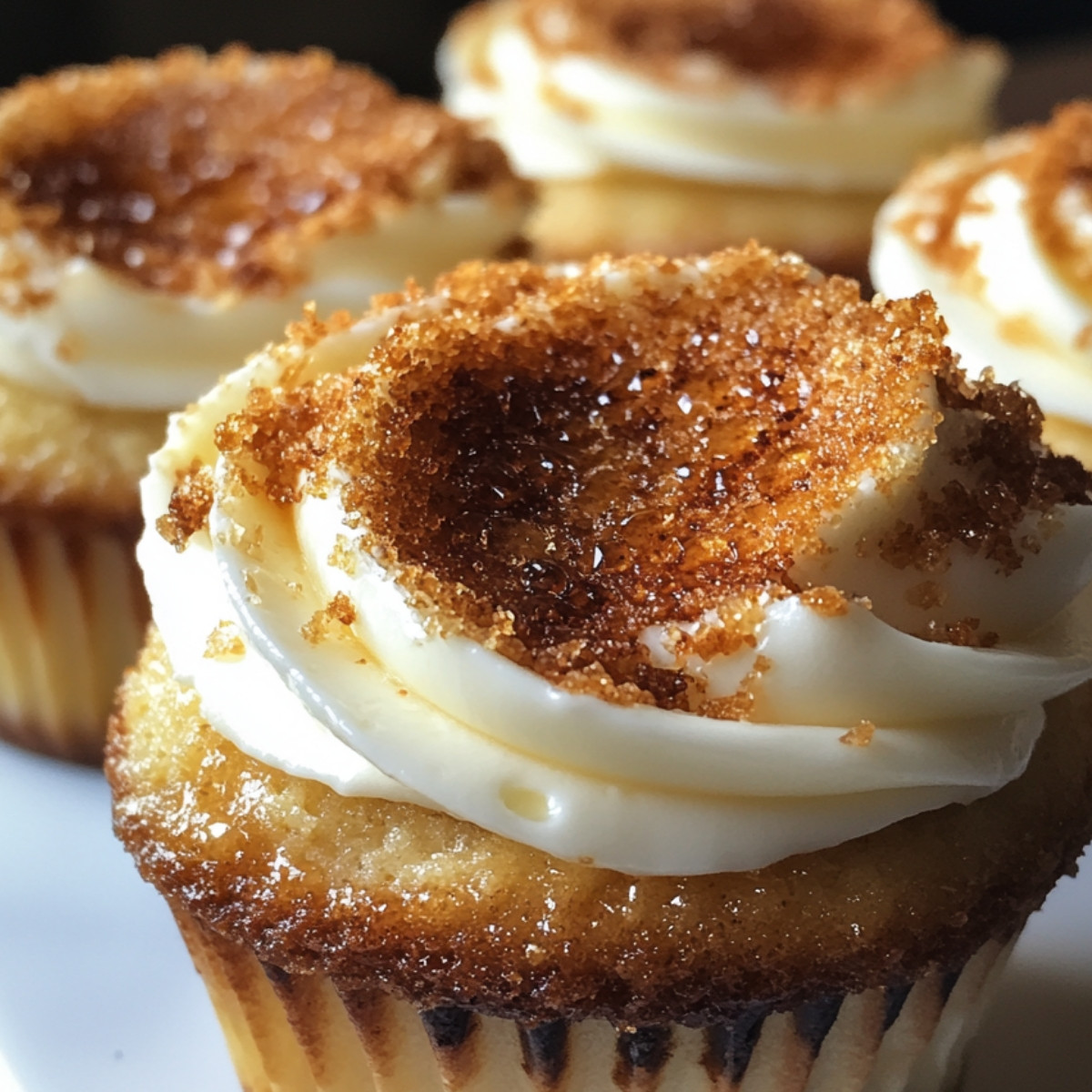 Vanilla Bean Crème Brûlée Cheesecake Cupcakes