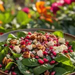 Spinach Salad with Pomegranate Cranberry Dressing