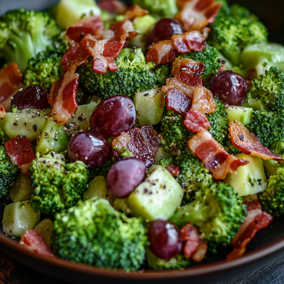 Broccoli Salad with Grapes & Bacon