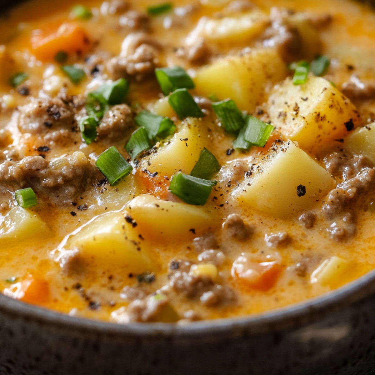 Cheesy Hamburger Potato Soup