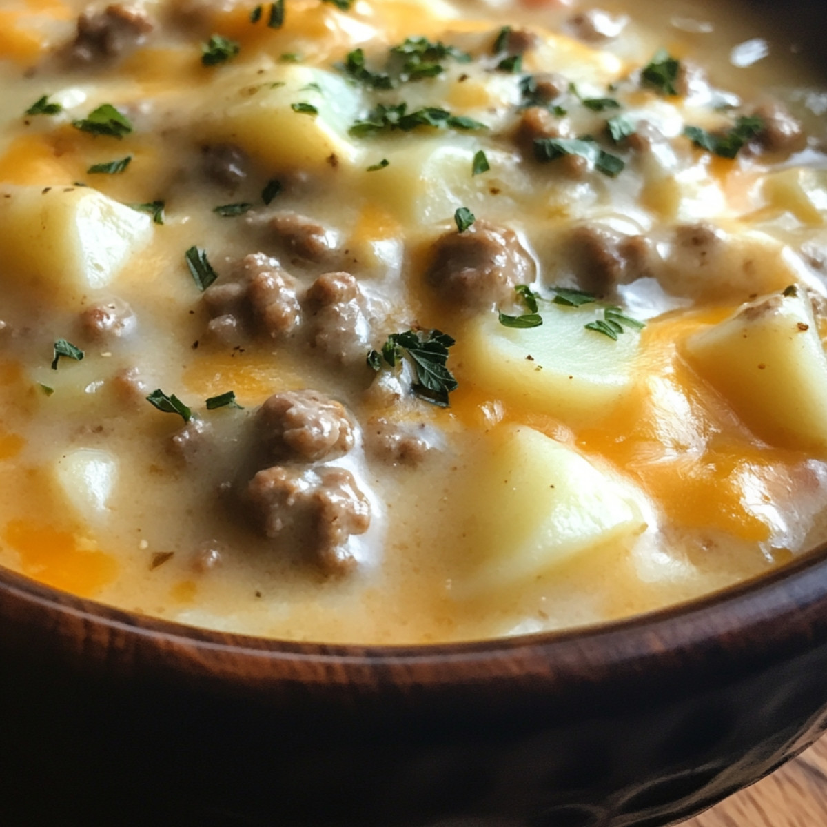 Cheesy Hamburger Potato Soup