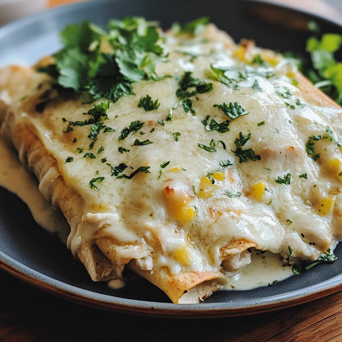 Chicken Enchiladas with Sour Cream White Sauce