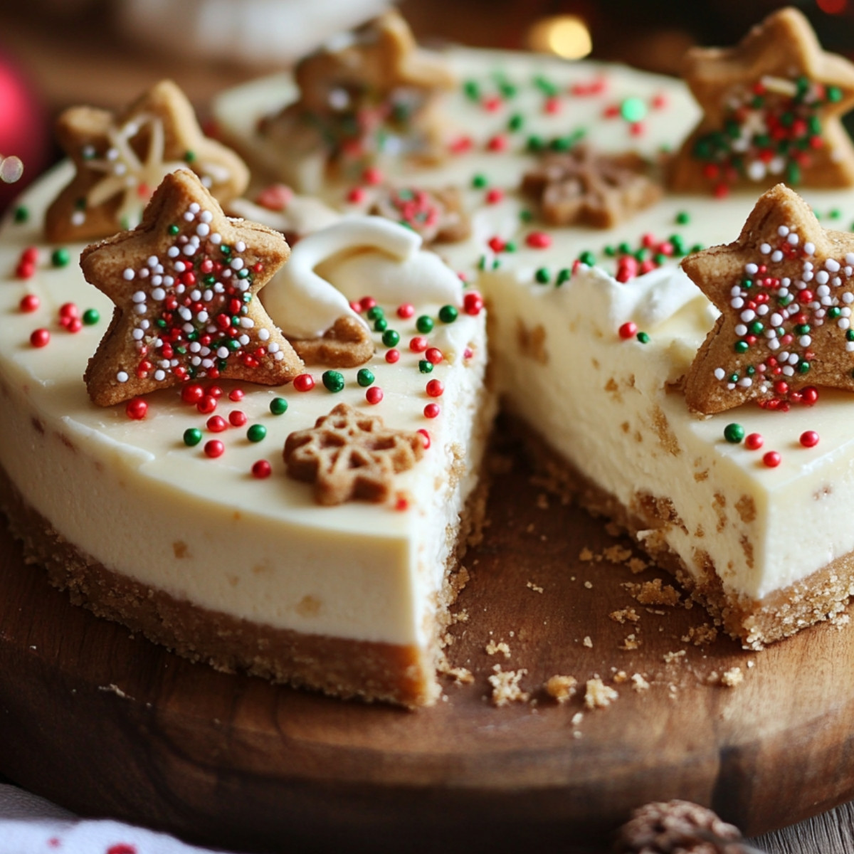 Christmas Sugar Cookie Cheesecake