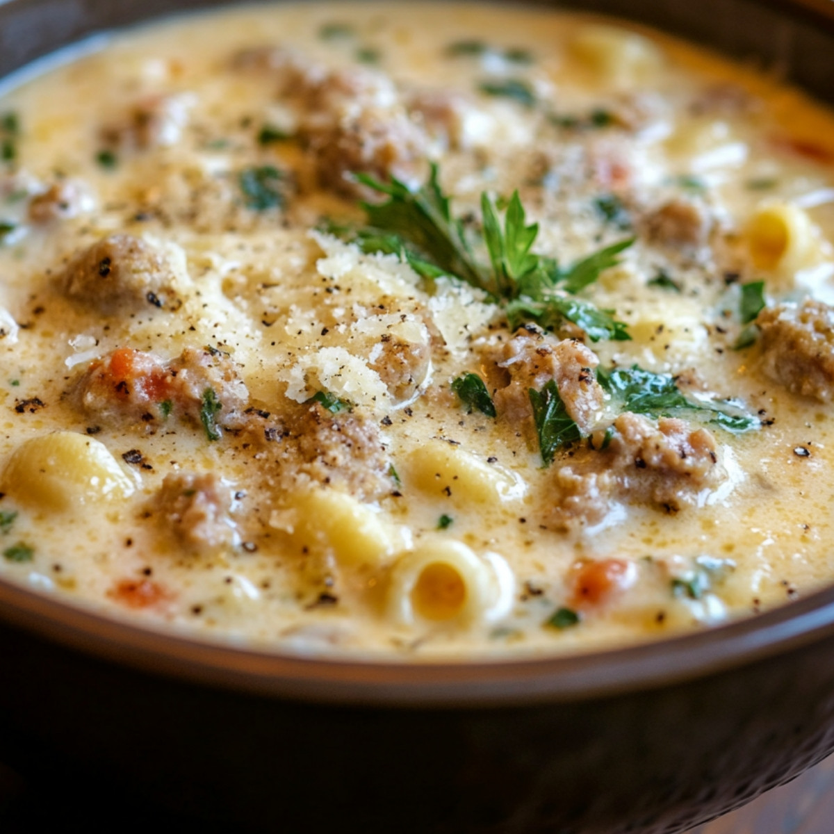 Creamy Parmesan Sausage Ditalini Soup