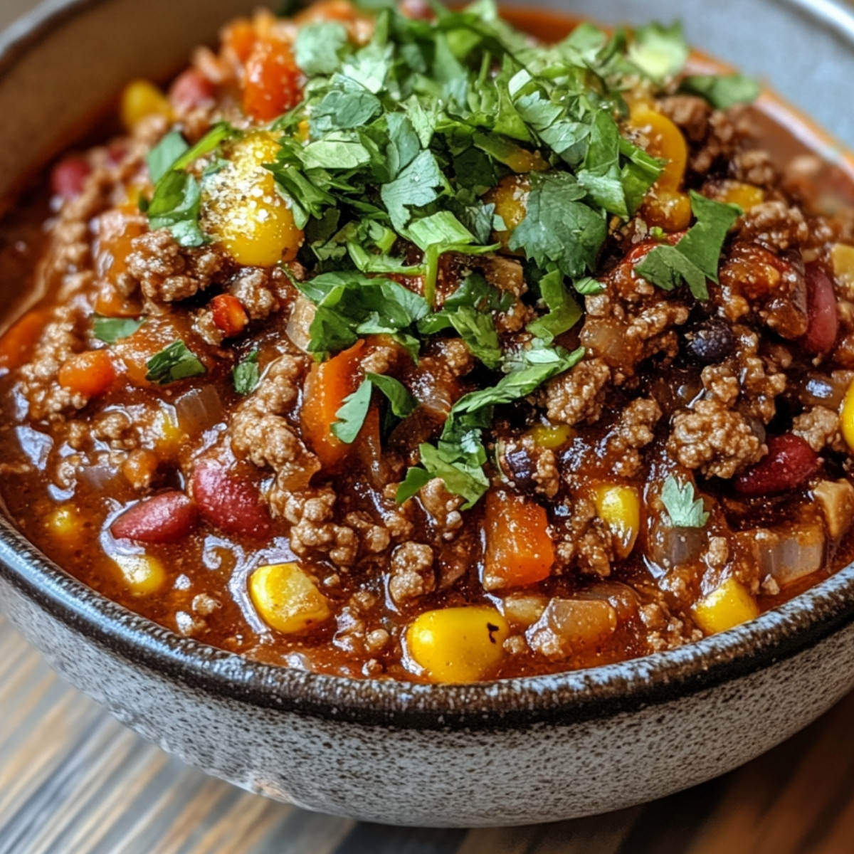 Heavenly Ground Beef & Chorizo Chili