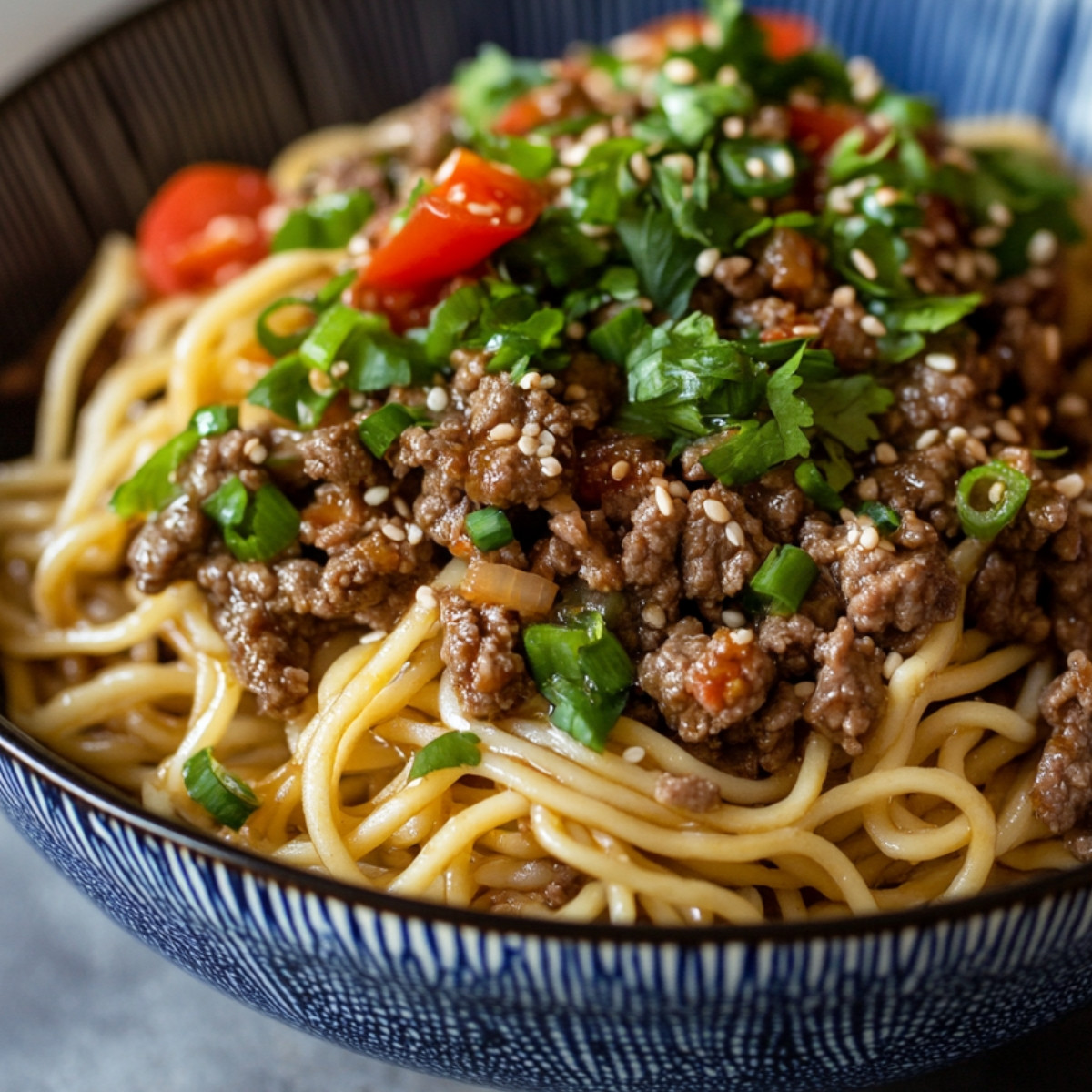 Mongolian Ground Beef Noodles