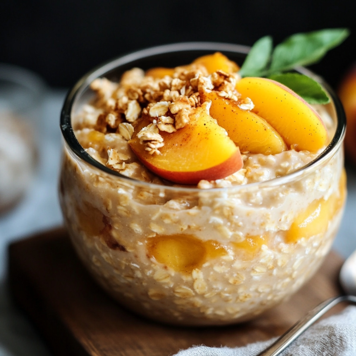 Peach Cobbler Overnight Oats