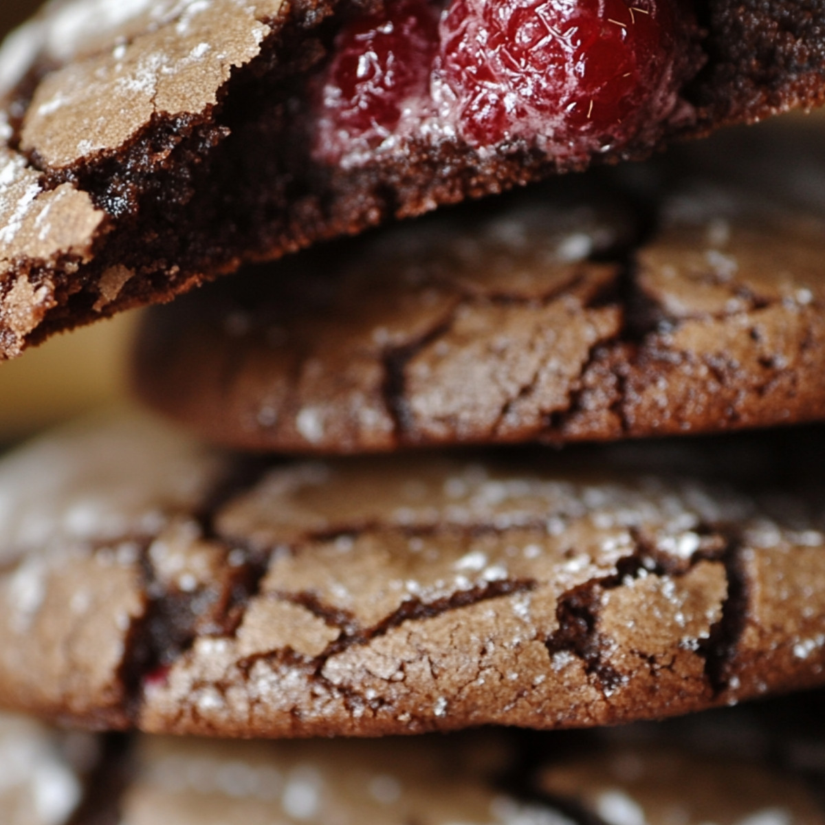 Chocolate Raspberry Crinkle Cookies