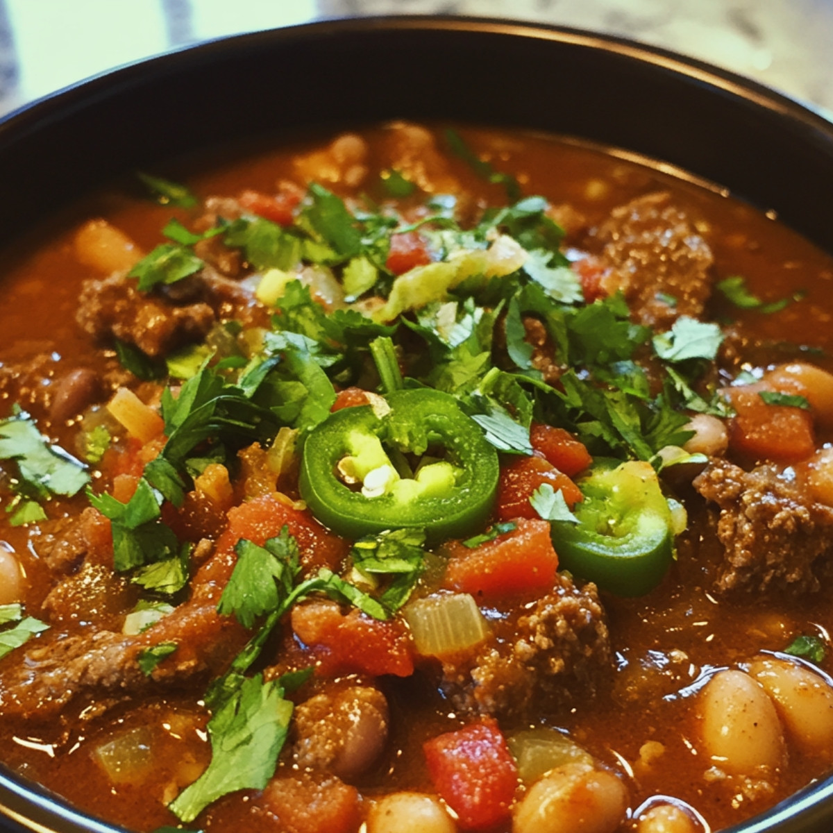 Beef, Bean, and Jalapeño Chili