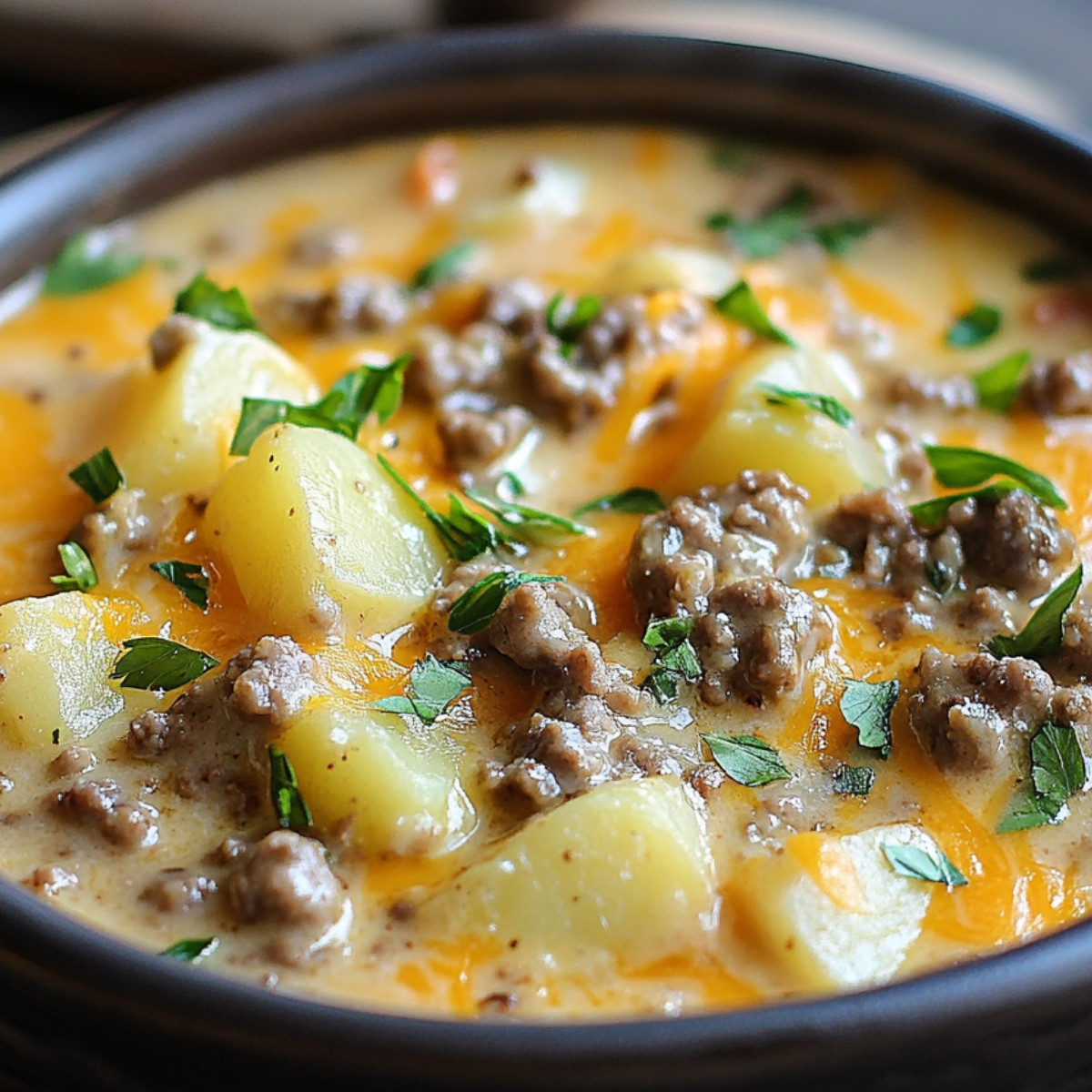 Cheesy Hamburger Potato Soup