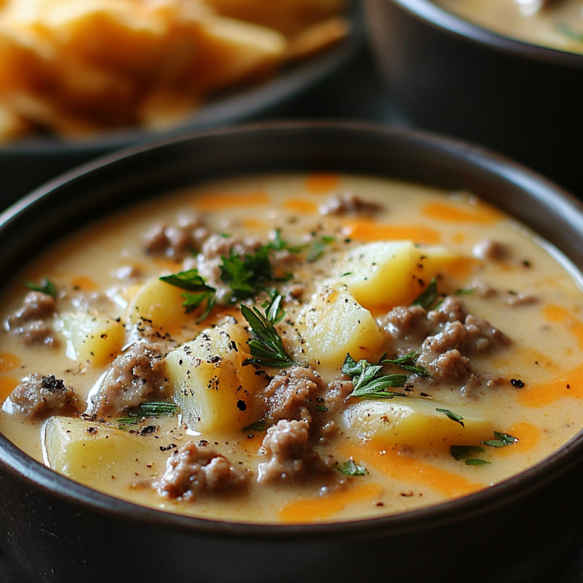 Cheesy Hamburger Potato Soup