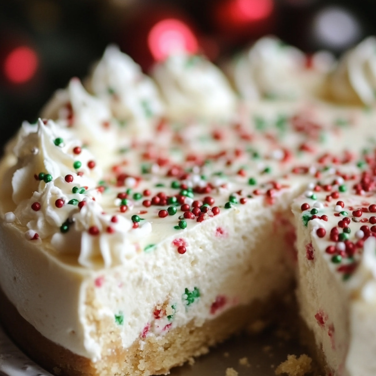 Christmas Sugar Cookie Cheesecake