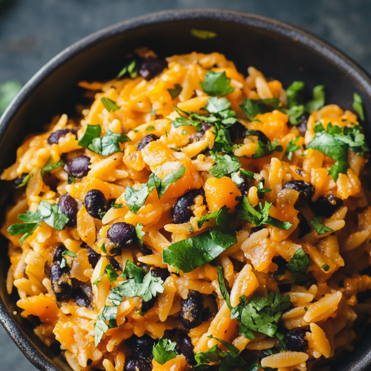 Creamy Butternut Squash Black Bean Orzo