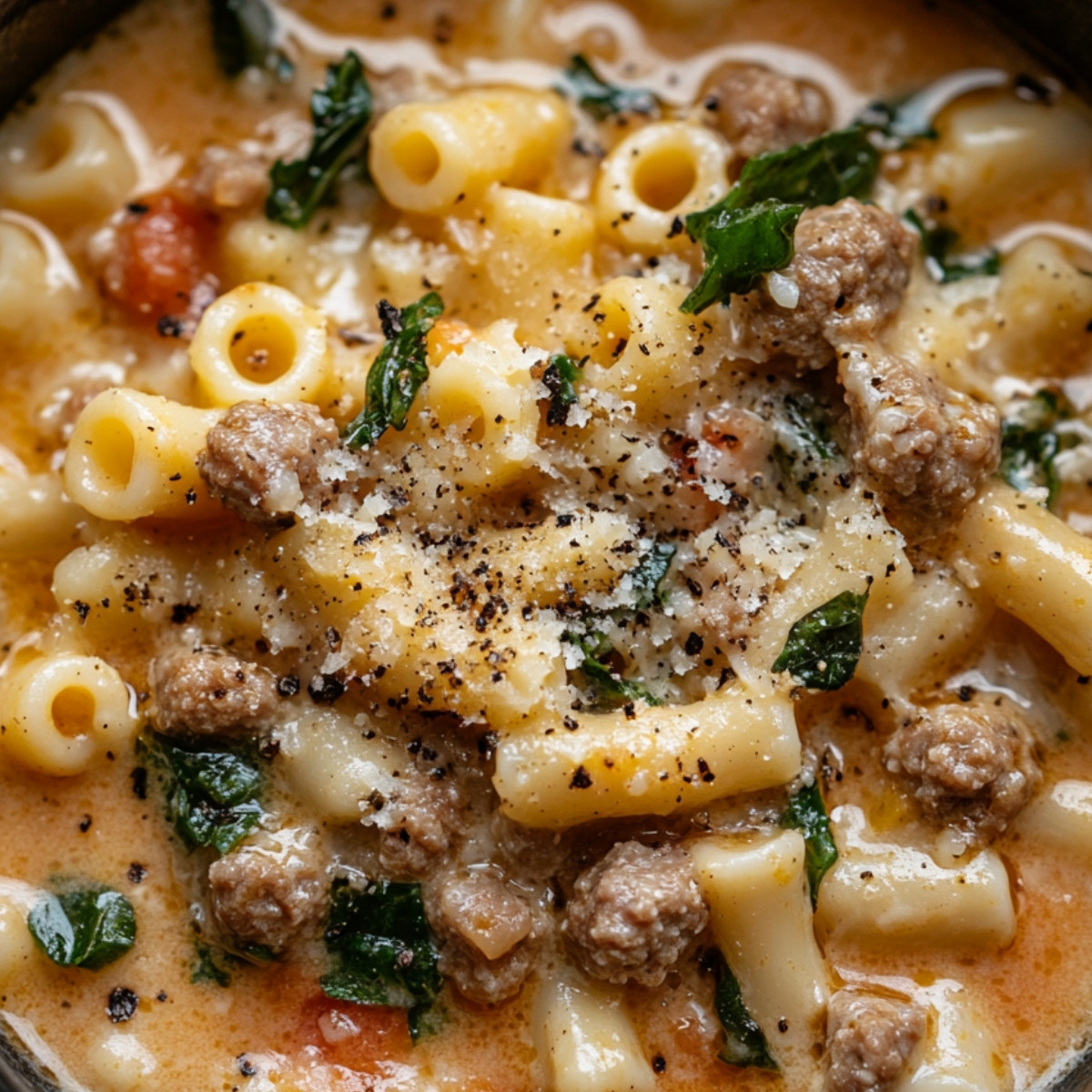 Creamy Parmesan Sausage Ditalini Soup