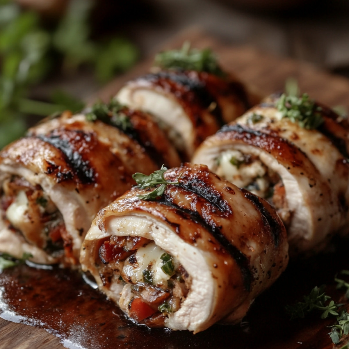 Grilled Stuffed Chicken with Sauce