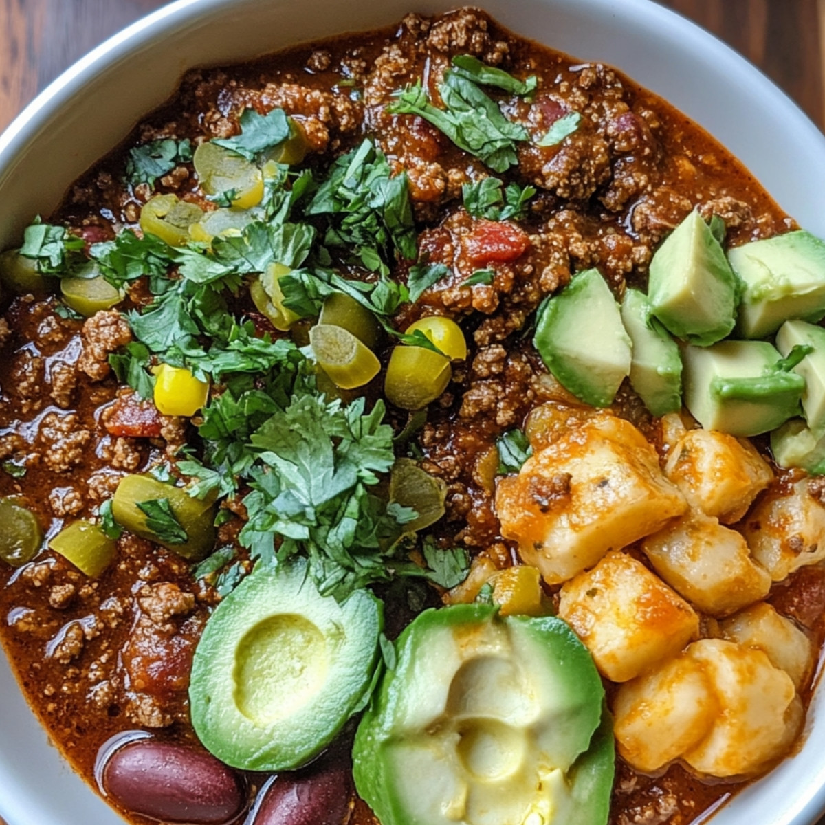 Heavenly Ground Beef & Chorizo Chili