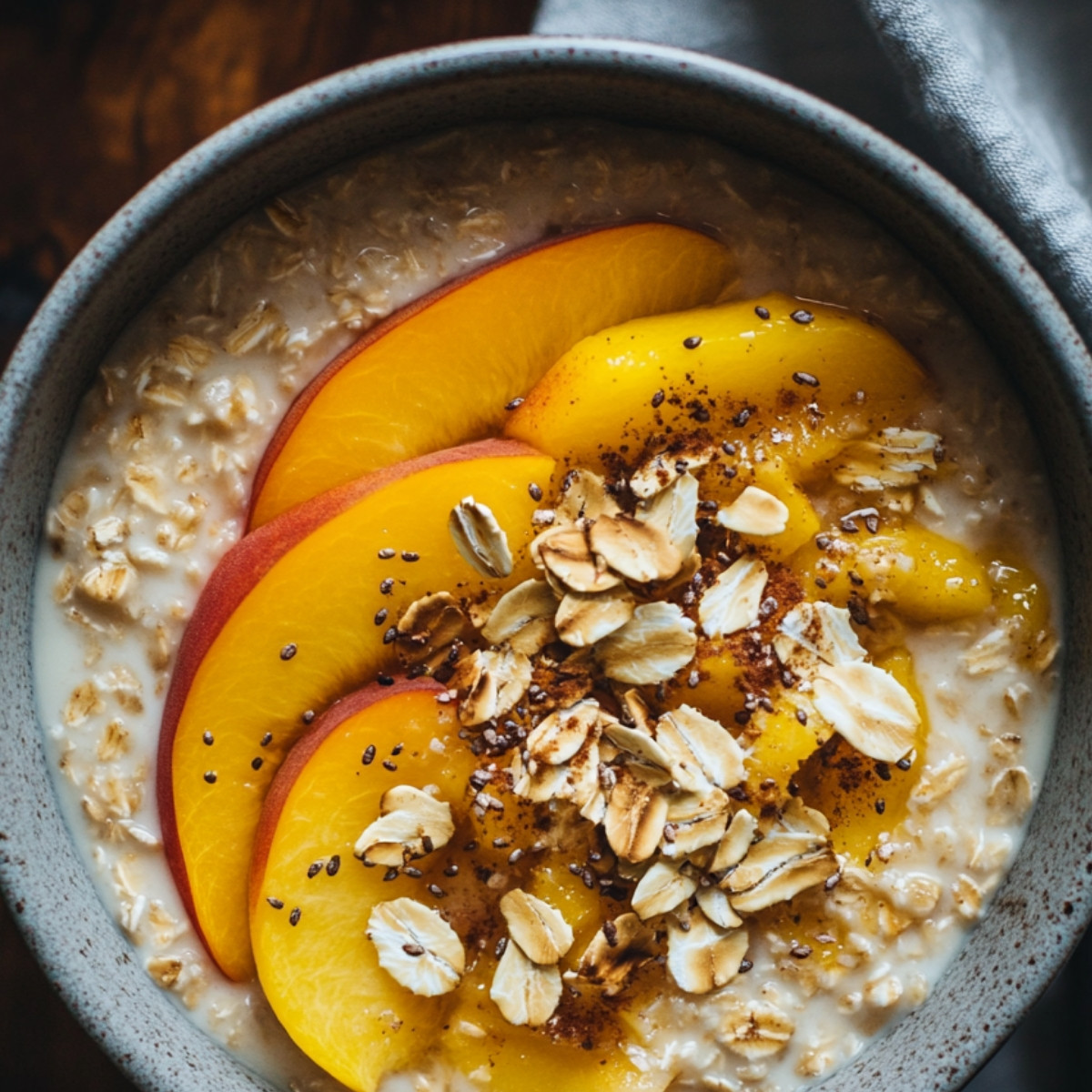 Peach Cobbler Overnight Oats