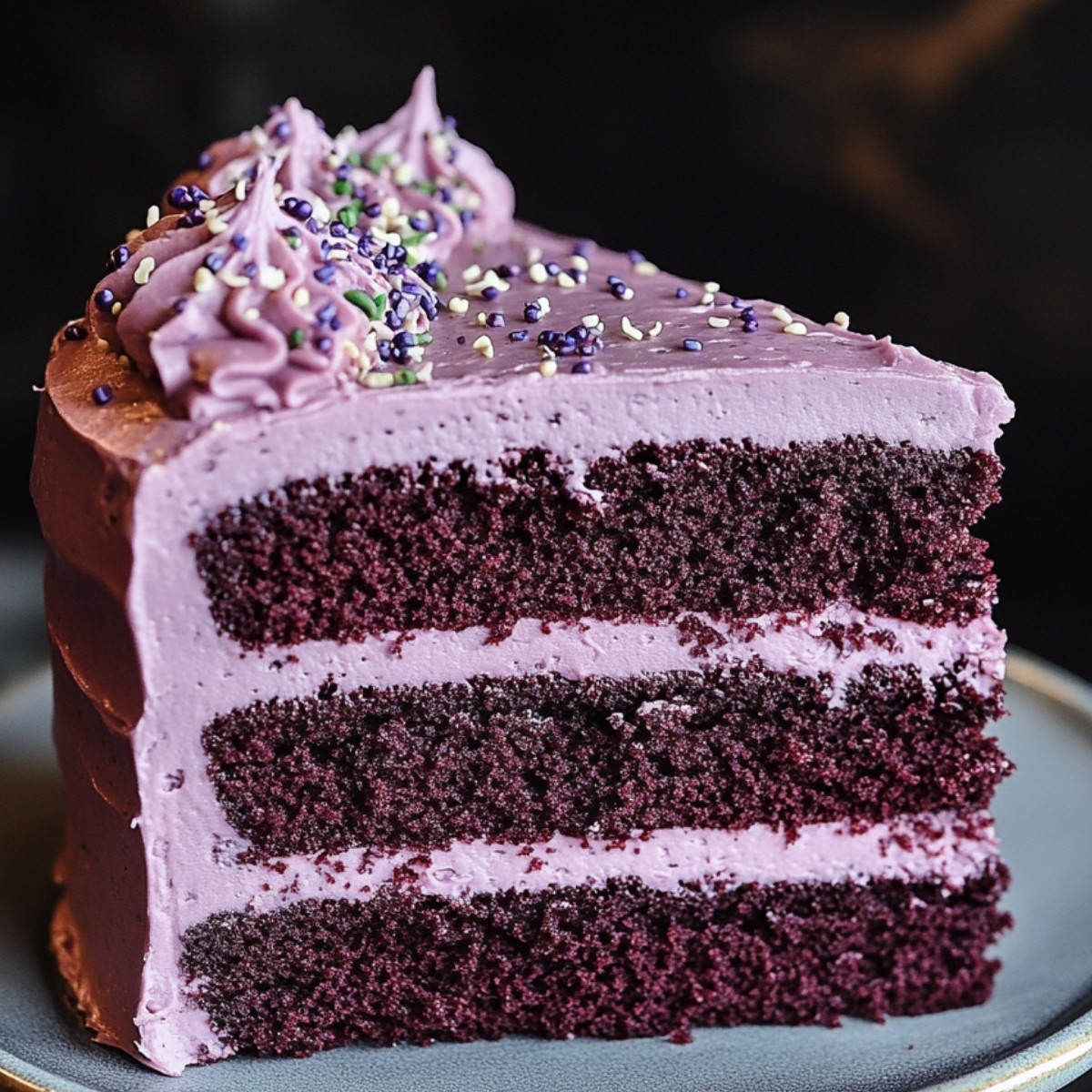 Purple Velvet Cake with Frosting