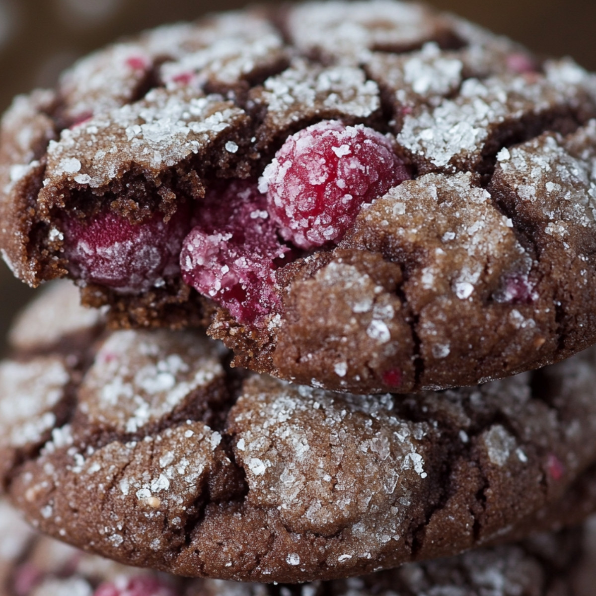 Chocolate Raspberry Crinkle Cookies