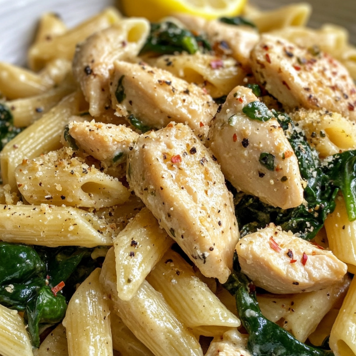 Lemony Chicken and Spinach Pasta