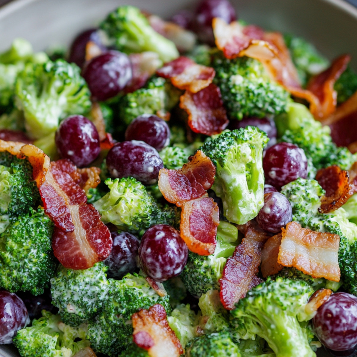 Broccoli Salad with Grapes & Bacon