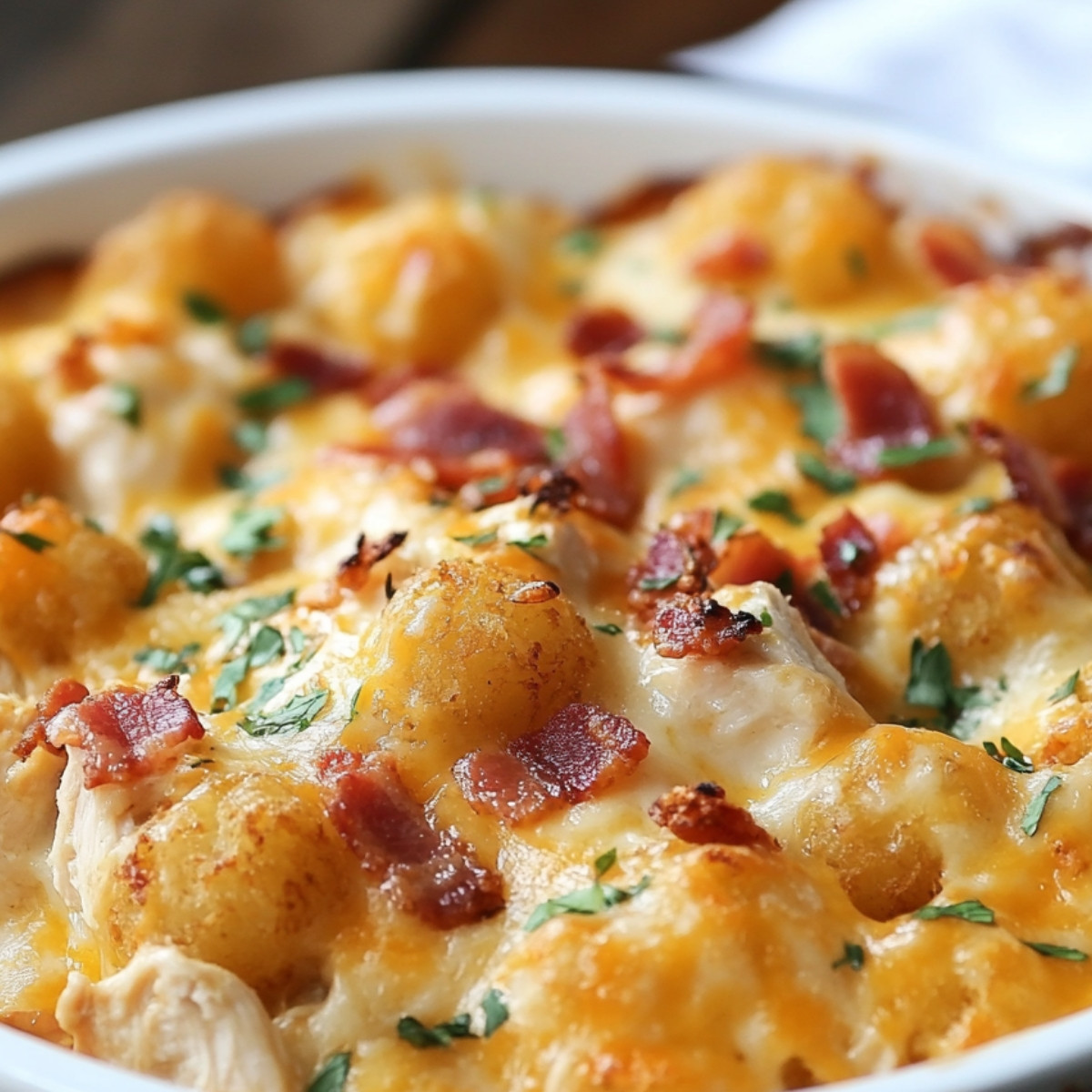 Cheesy Chicken Bacon Tater Tot Casserole