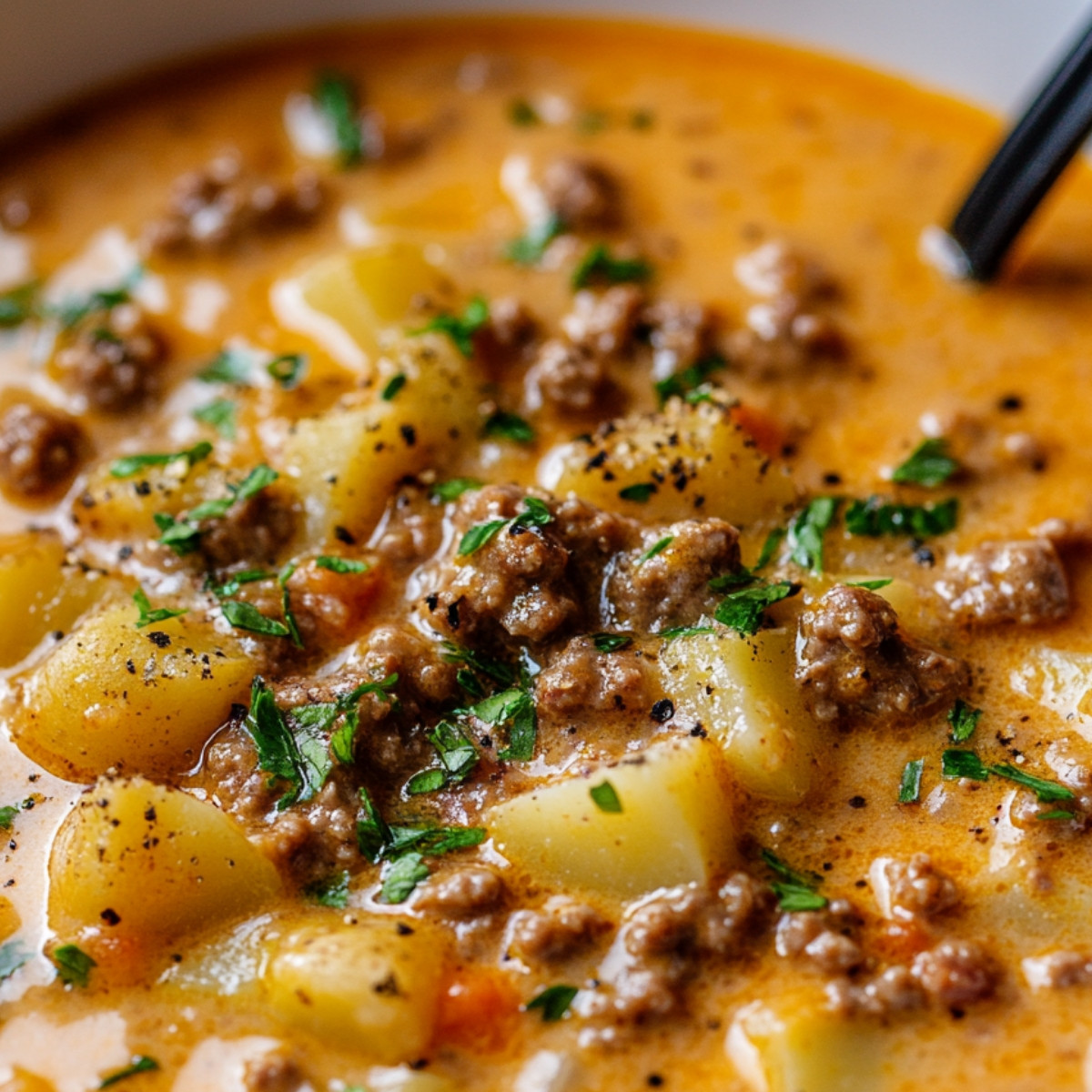 Cheesy Hamburger Potato Soup