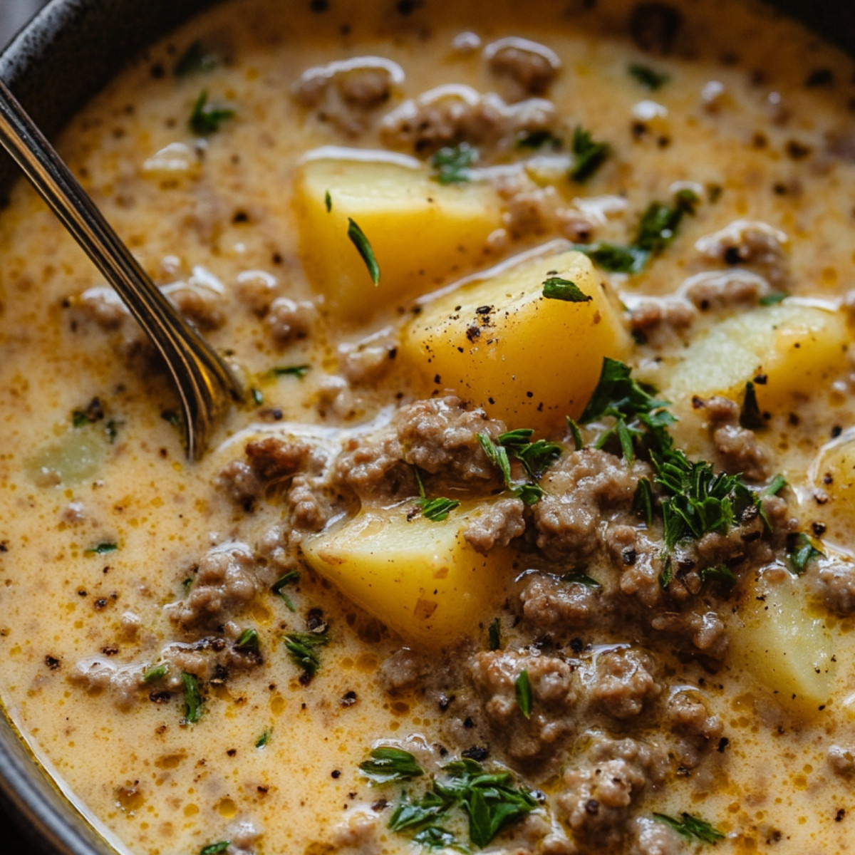 Cheesy Hamburger Potato Soup