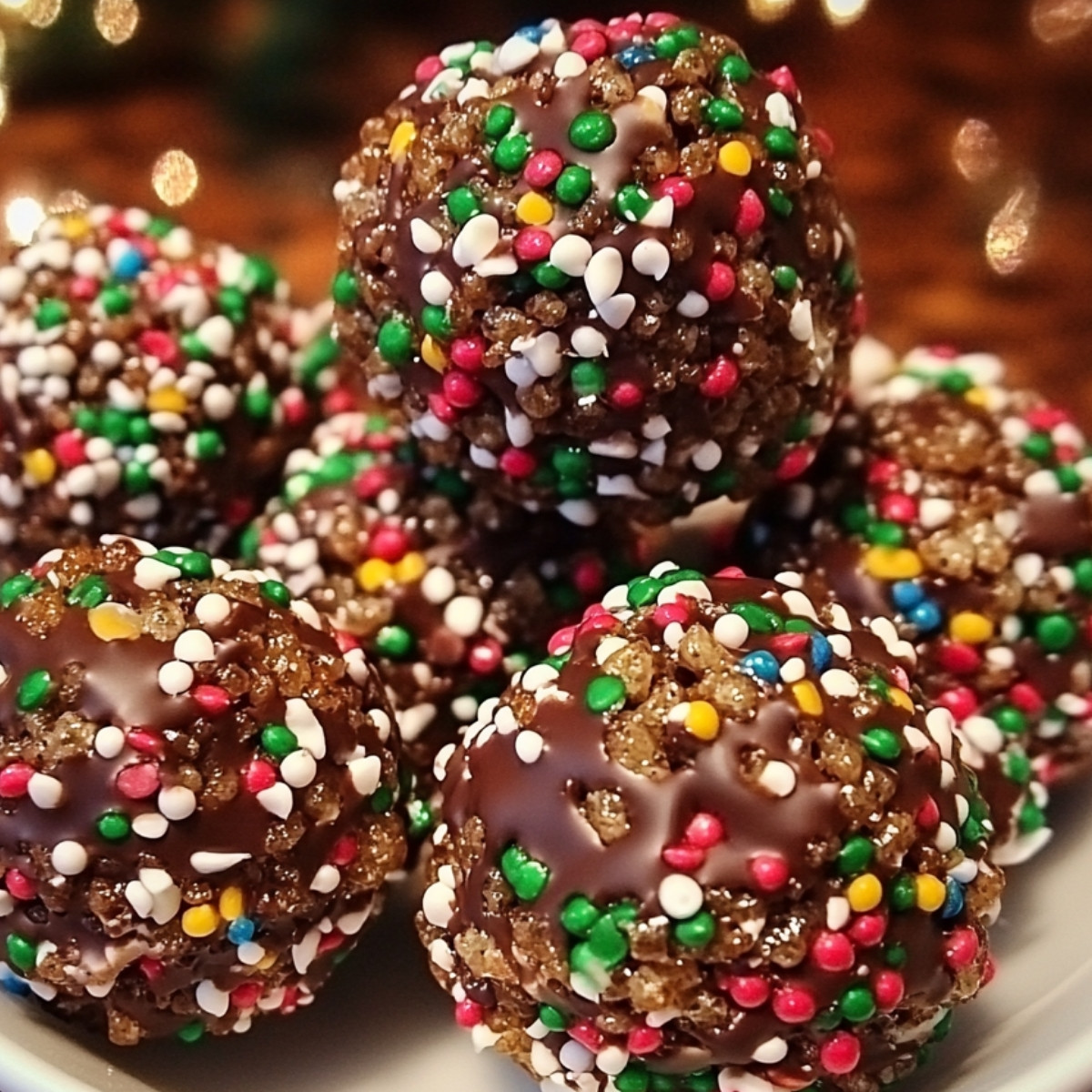 Christmas Chocolate Krispie Balls