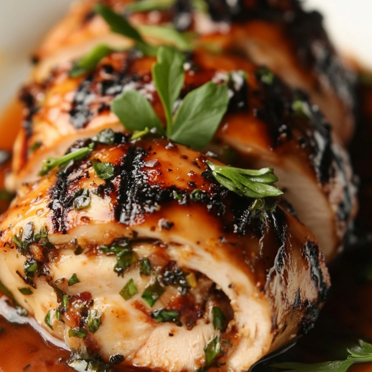 Grilled Stuffed Chicken with Sauce