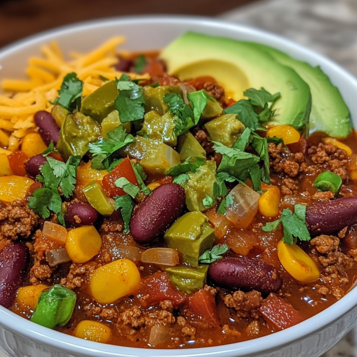 Heavenly Ground Beef & Chorizo Chili