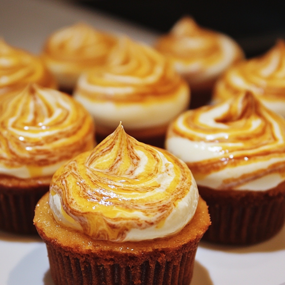 Mini Pumpkin Swirled Cheesecakes