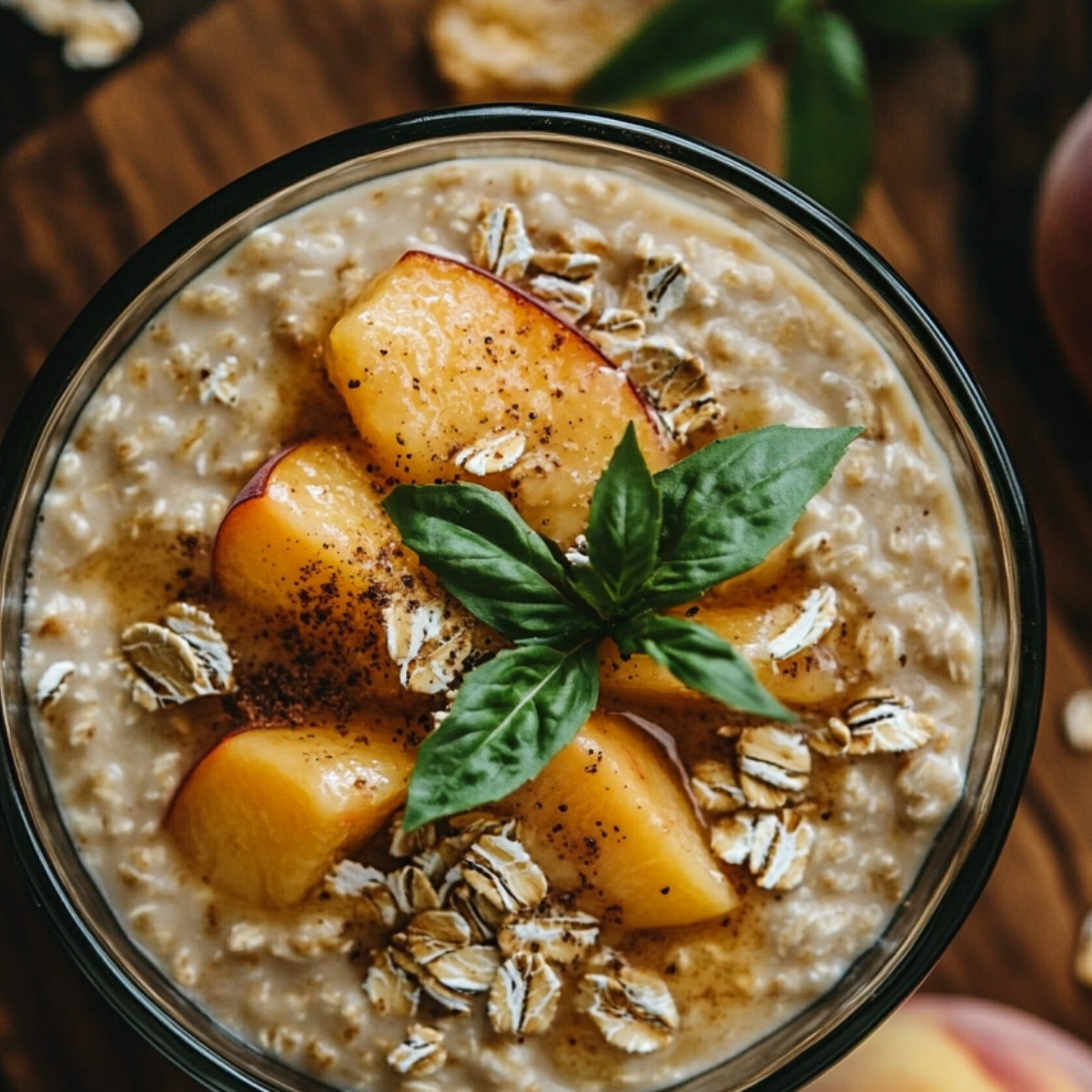 Peach Cobbler Overnight Oats