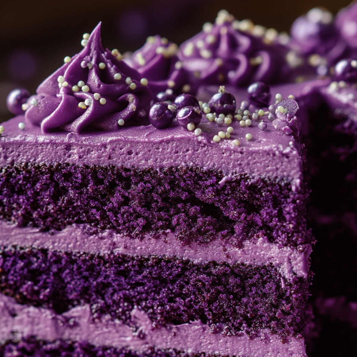 Purple Velvet Cake with Frosting