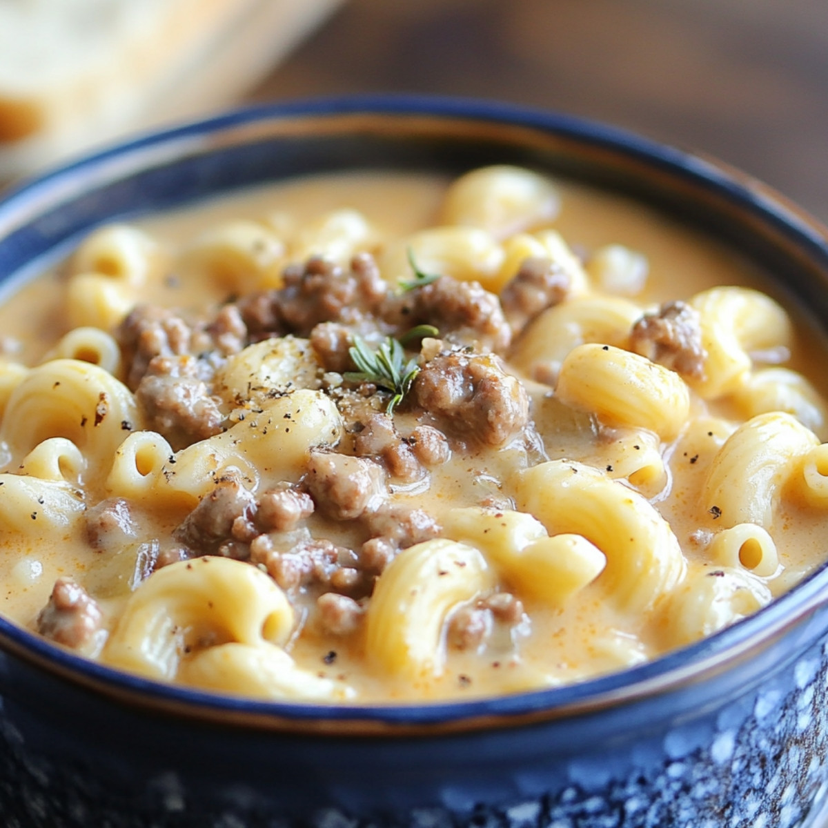 One Pot Macaroni Cheeseburger Soup