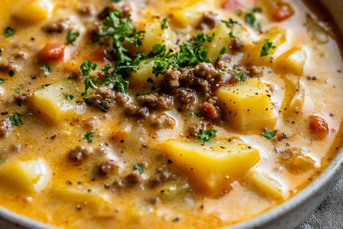 Cheesy Hamburger Potato Soup