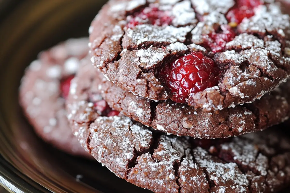 Chocolate Raspberry Crinkle Cookies