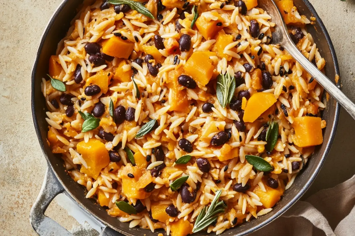 Creamy Butternut Squash Black Bean Orzo