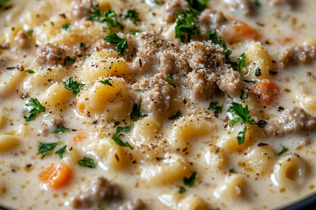 Creamy Parmesan Sausage Ditalini Soup